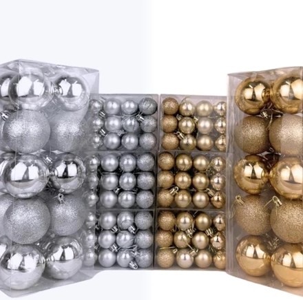 kit de bolas de natal prata e dourada