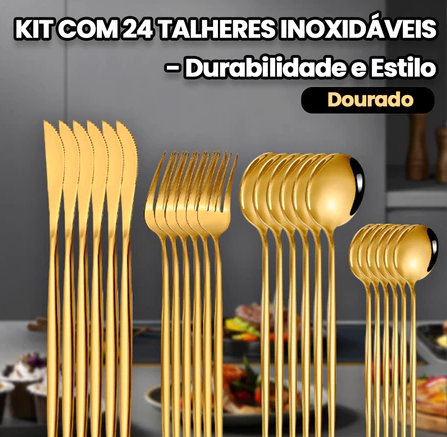 talheres dourado aço inox